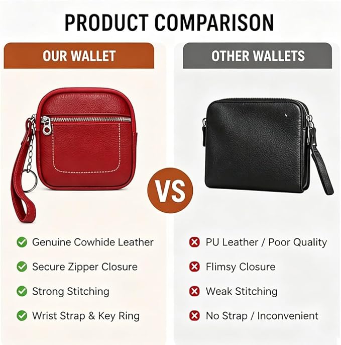 Square Leather Mini Card Wallet Coin Purse Portable Unisex Small Case Organizer Zipper Lock Design Fashion Money Bag