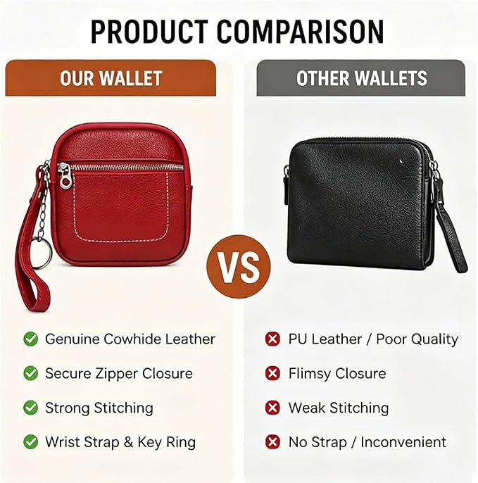 Square Leather Mini Card Wallet Coin Purse Portable Unisex Small Case Organizer Zipper Lock Design Fashion Money Bag