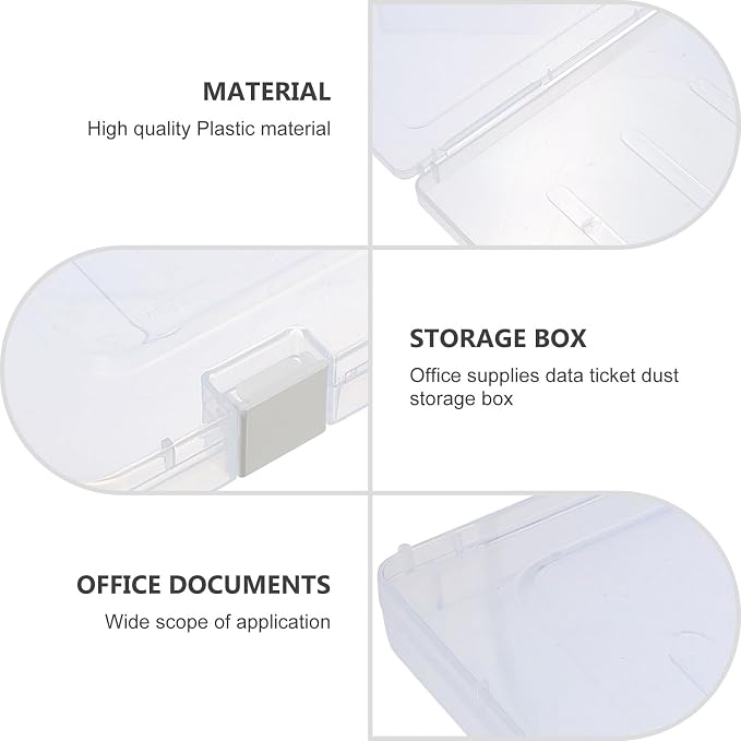 YARNOW A5 Paper Storage Box, Plastic Document Case with Lid, Clear File Organizer Container for Scrapbook Project, Desktop Bill Receipt Holder, 1 Pack