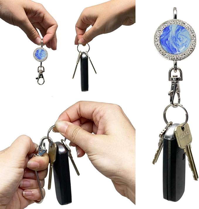 Women’s Bag Charm Key Finder, Car Keychain Hook, Cute Purse Organizer & Tote Bag Accessories, Gifts for Mom - Bling