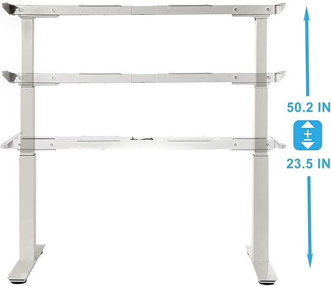 UNICOO Electric Stand Up Desk Adjustable Frame - Dual Motor, 3 Stage Lifting, 4 Memory Keypad, Gray - Fits Top Size 43-78.7x23.6-31.5 inches, Max Load 264lbs (White)