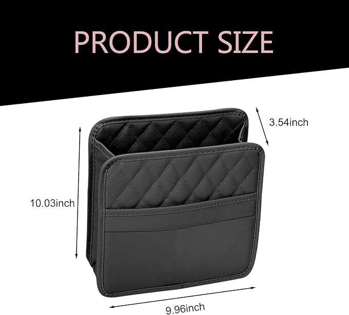 Car Seat Back Organizer, Multipurpose Car Organizer Hanging, Waterproof PU Leather Auto Backseat Storage Bag, Travel Essentials Accessories, Universal for Vehicles, Sedan, SUV (Black)