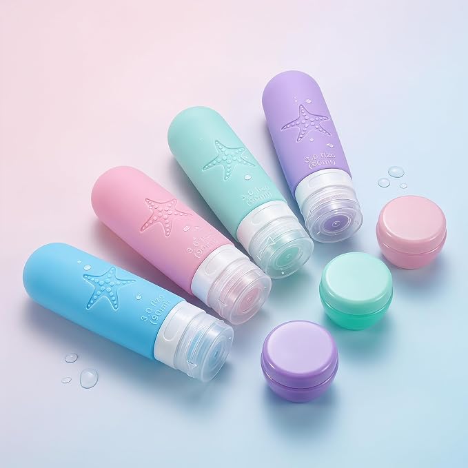 18 Pack Travel Bottles for Toiletries - TSA Approved, Triple Leak Proof Silicone Set, 3oz Refillable Travel Essentials Kit for Shampoo, Conditioner, Lotion & More, Pink, BPA Free