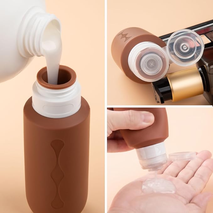 Gemice Travel Bottles for Toiletries, Tsa Approved Travel 6oz Size Containers with Clear Bag, BPA Free Leak Proof Travel Tubs Refillable Liquid Travel Accessories for Cometic Shampoo Lotion
