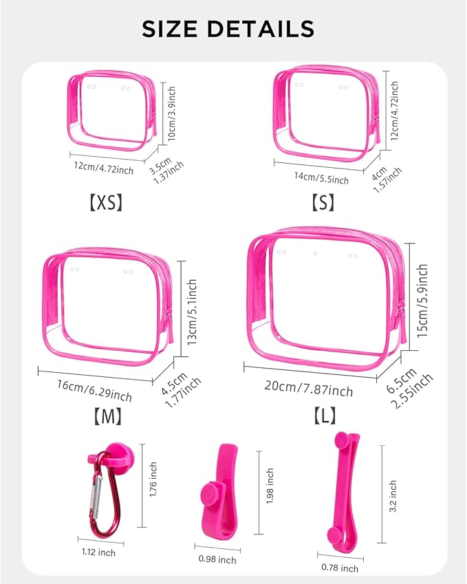 4 Pack Clear Bogg Beach Makup Bag Accessories with 3 Pack Insert Hooks for Bogg Bags, Clear Bogg Makeup Pouches Phone Holder for Bogg Bags Divider Storage Inner Compatible Pouch Travel Cosmetic Bag