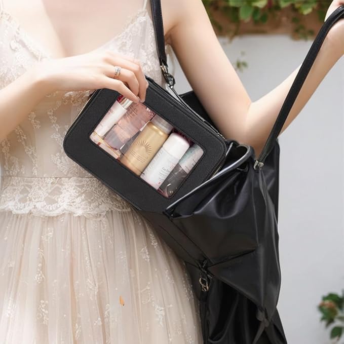 Travel Clear Makeup Bag Set, TSA Approved Cosmetic Bag Case with Zipper Portable Makeup Pouch Toiletry Bag Traveling Cosmetic Organizer Storage Bag Car Organizer Car Essentials
