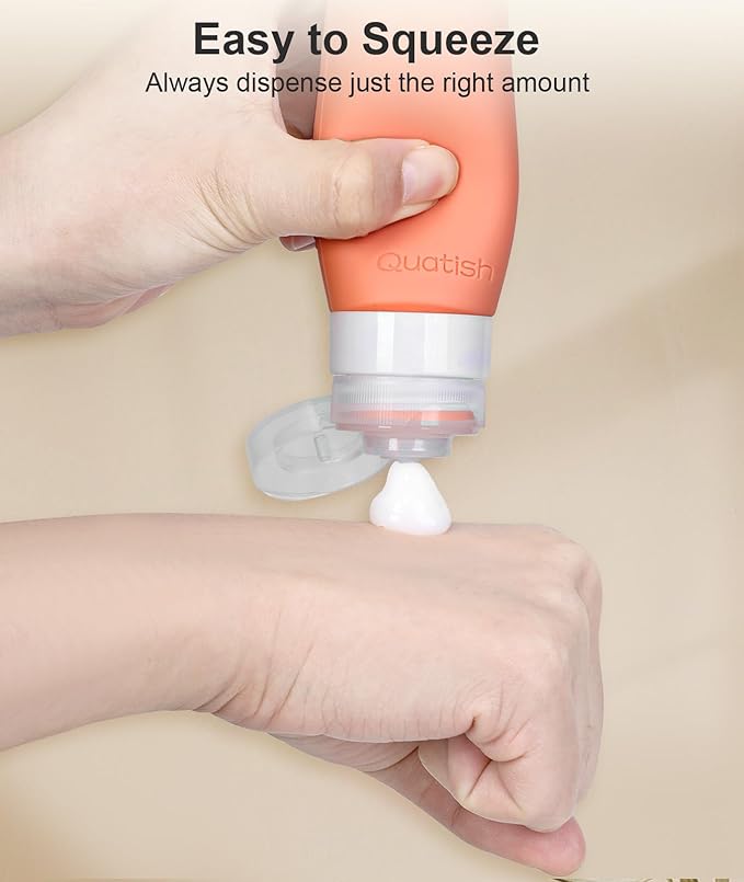 Quatish Travel Bottles for Toiletries 6 Pack, Original Patented Leakproof 3 oz Tsa Approved Travel Size Containers, BPA Free Silicone Shampoo and Conditioner Bottle, Cruise Camping Essentials, Macaron
