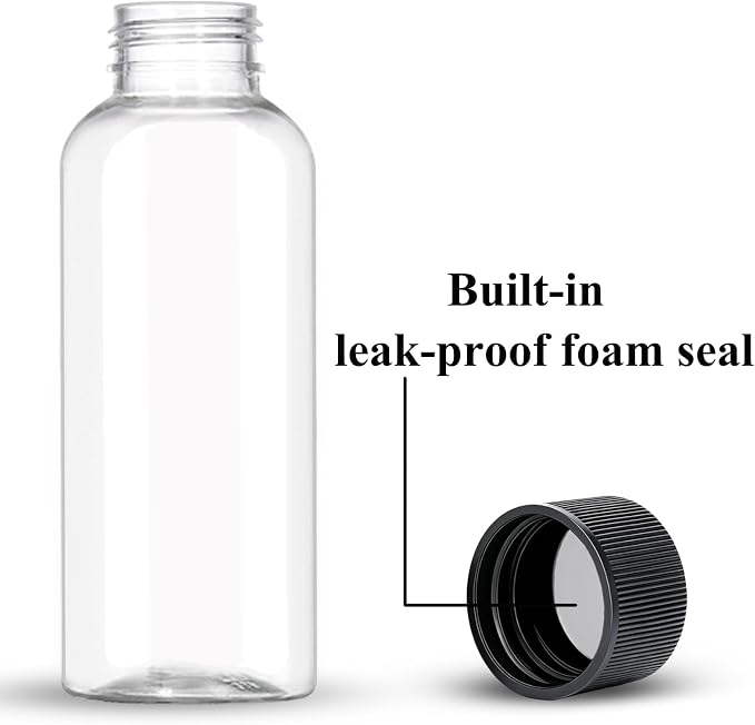 DNSEN Travel Bottles for Toiletries 3.4 oz Travel Size Mouthwash Bottles with Black Screw Cap, BPA Free Leak-Proof Portable Liquid Container 5 pack