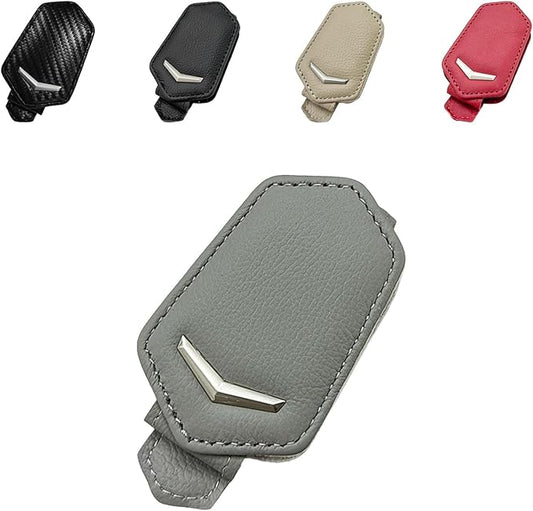 KVAEY Sunglasses Holders for Car Sun Visor, Magnetic Auto Visor Eyeglasses Holder Ticket Card Clip, Multifunctional Leather Sun Visor Glasses Hanger Mount Clip, Car Accessories (Gray)
