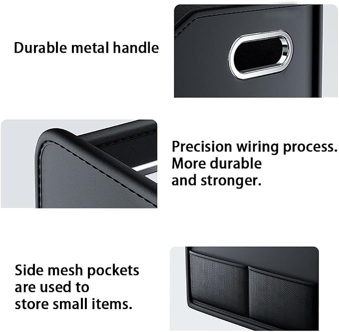22.5L Leather Material Car Trunk Storage Box Multifunctional Organizer Waterproof and Stain-Resistant Foldable Multi-Compartment Design with Handle for Car Trunk Storage And Office Home Daily Storage