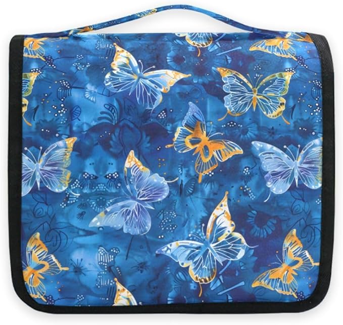 Hanging Travel Toiletry Bag Butterflies Dye Navy Kit Makeup Case Cosmetics Organizer for Men Women