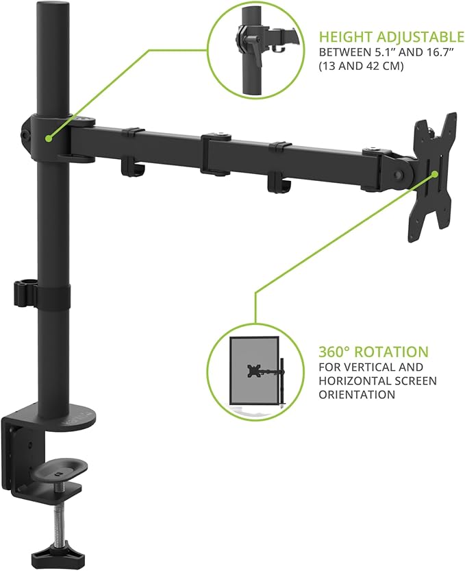 Kanto DML1000 Height Adjustable Desktop ARM Single Monitor Stand