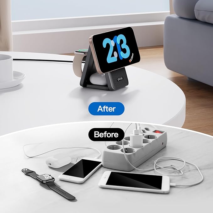 2026 Traveling Wireless Fast Charging Station,Magnetic 3 in 1 Charger with Light for iPhone 17 16 15 14 13 12 Pro Max Plus,Apple Watch Series & Air pods 4 3 2 Pro-Gifts for Wife & Husband