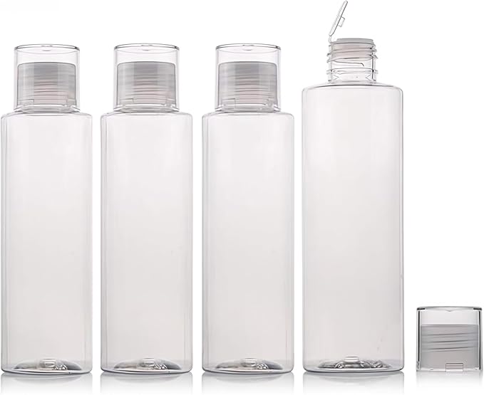 5 oz Clear Plastic Empty Bottles Travel Bottle Container with Flip Cap Sample Tube Jars for Cosmetic Bath Shower Gel Lotion Liquid Shampoo - Set of 4