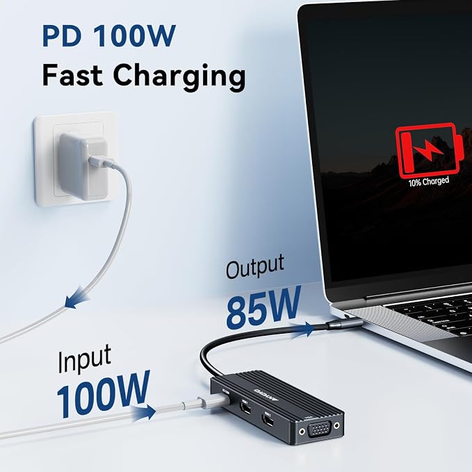 ANYOYO USB C Docking Station Dual HDMI Monitor Adapter 8-in-1 USB C HUB 3 Monitors Adapter with 4K HDMI +VGA +PD100W+Audio Laptop Docking Station for Dell/Lenovo/HP/Samsung/ASUS (Black)