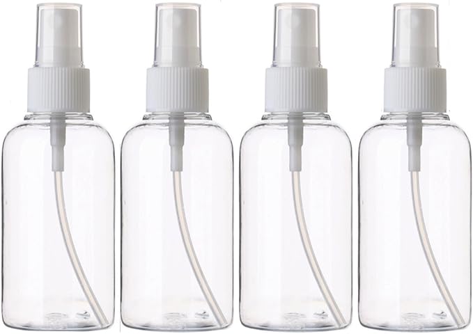 SINIDE Plastic Spray Bottles 75 ML - 8 Pack 2.5 oz Fine Mist Clear Travel Bottle Set, Empty Reusable Portable Refillable Makeup Sprayer Containers for Perfume, Liquids, Aromatherapy, Cleaning Solution