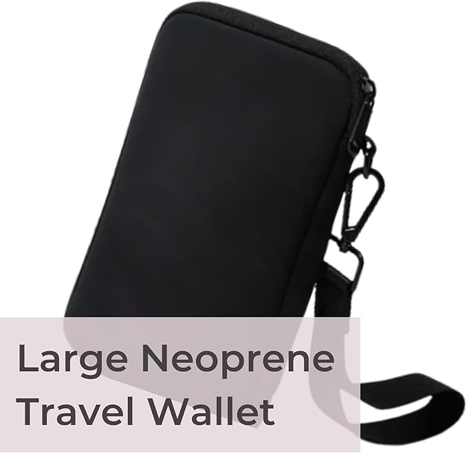 POPUPS Passport Travel Wallet for Women - Large Multiple Document Organizer and Holder with Wristlet (Black)