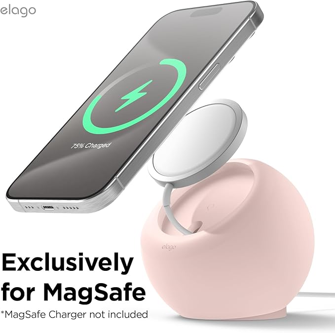 elago MS2 Charging Stand Compatible with MagSafe Charger - Premium Silicone, Compatible with iPhone 17/16/15/14/13/12 Series, Designed for MagSafe Stand [Sand Pink] [Charging Cable Not Included]