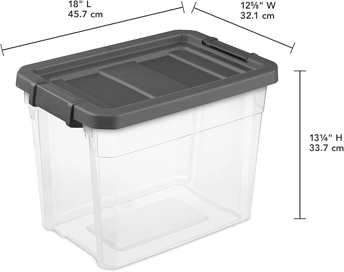 Sterilite 12-Pack Modular Stacker Box, Durable Clear Plastic Storage Bins with Latching Lids, 30 Quart - Stackable Organizing Container Boxes for Closet, Bathroom, and Office