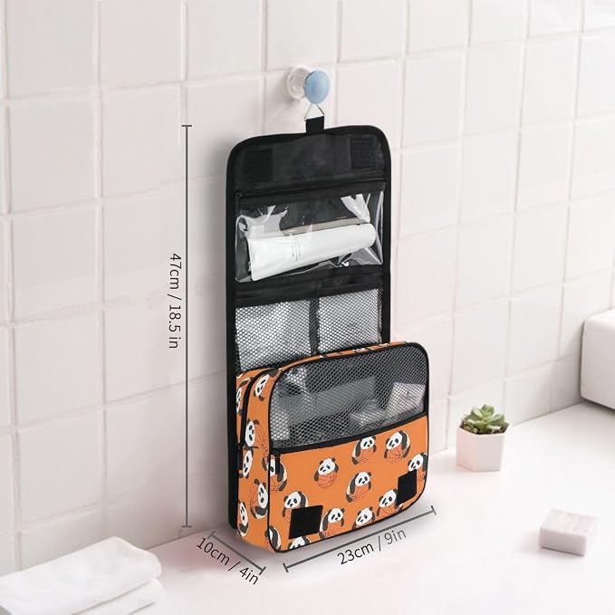 senya Hanging Travel Toiletry Bag Panda Basketball Seamless Kit Makeup Case Cosmetics Organizer for Men Women