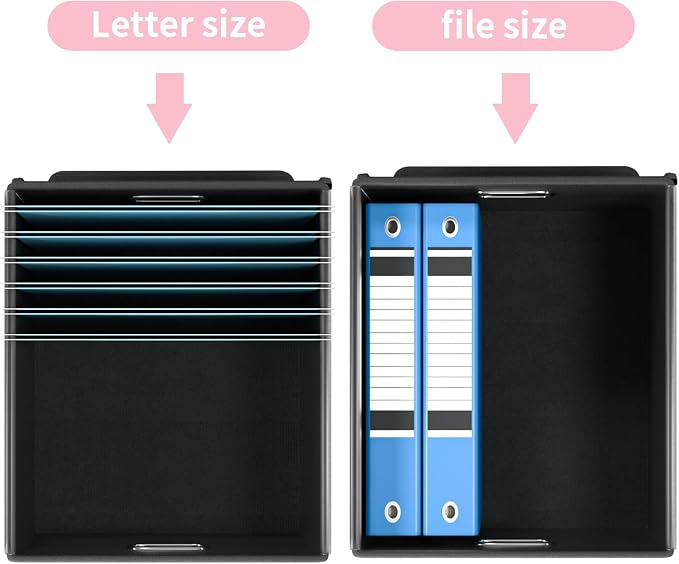 File Organizer Box with Lid, Collapsible File Folder Organizer for Office Document Storage, Filing Box with Plastic Slide for Letter Size Hanging File Folders(1 Pack, Pink)