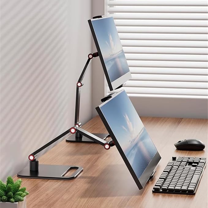Portable Monitor Holder for 12-17.3 Inch Screen Desk Holder Metal Stand 16 Inch Universal Expandable Display Base 12.9inch Tablet Stand Adjustable Portable Monitor Desktop Clamp