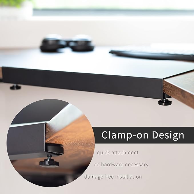 VIVO Clamp-on 17 inch Corner Desk Connector Sleeve Plate, L Desk Platform Extender Attachment, Black, DESK-AC07C