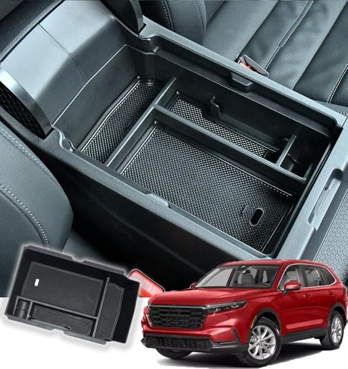 Vesul Center Console Organizer Compatible with Honda CRV CR-V 2026-2023 Car Accessories for 2023+ CR-V Hybrid, ABS Plastic, Black ABS Insert Tray Storage Box Glove Pallet