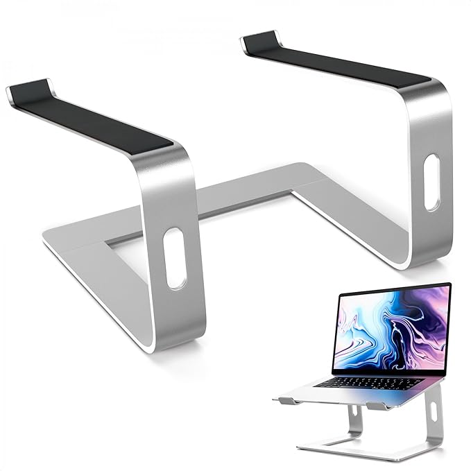 Portable Laptop Stand for Desk ??Ergonomic, Sturdy Aluminium Laptop Riser for Desk with Anti-Slip Bottom, Compatible for 10-15.6?²â€?Notebook - Improved Cooling, Comfort, Productivity, and Posture
