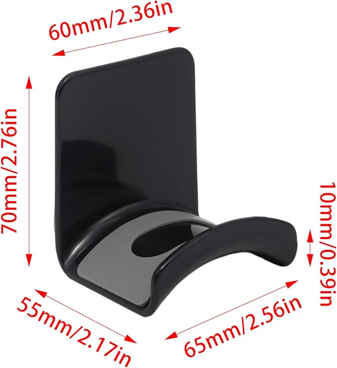1Pcs Black ABS Plastic Headphone Stand Hanger, Table Wall Mount Headset Holder Hook, Adhesive Earphones Hangers for Desk Headphone Hanger, Most Headphones and Controller