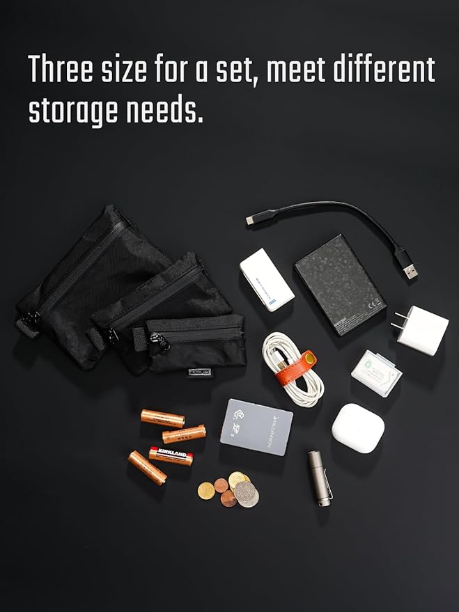 TACTICAL GEEK Storage A5 EDC Storage Pouch Set, Molle EDC Gadget Pouch, Multi-Functional Utility Small Tool Pocket for Daily Carry (Light Black)