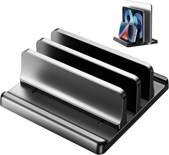 EAXBUX 4 in 1 Vertical Laptop Stand Holder,Adjustable ABS Plastic Desktop Notebook Dock,Vertical Laptop Stand Space-Saving for All MacBook/Surface/Samsung/HP/Dell/Chrome Book