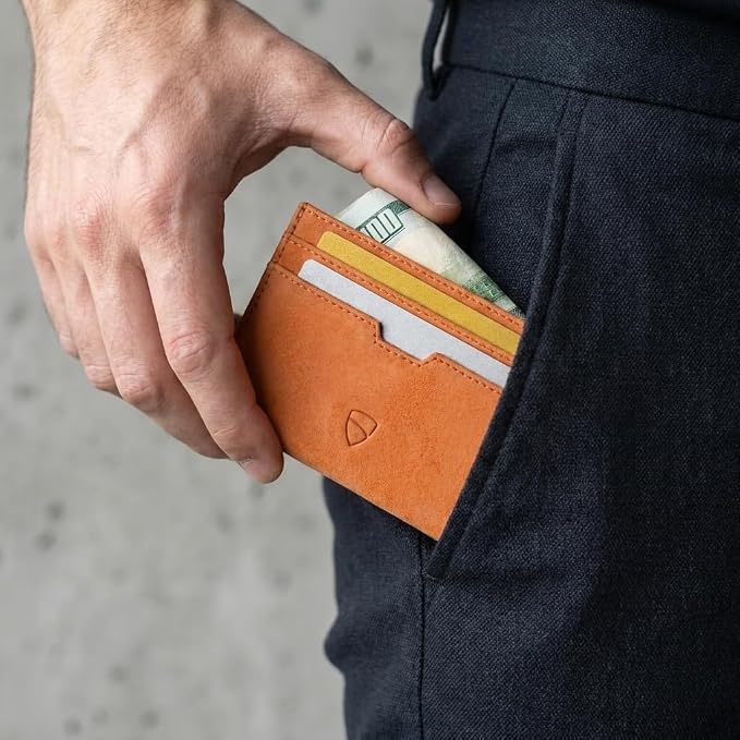 Vaultskin MOORGATE Slim Card Holder – Minimalist Leather Wallet with RFID Blocking, Front Pocket Credit Card Case for Men & Women