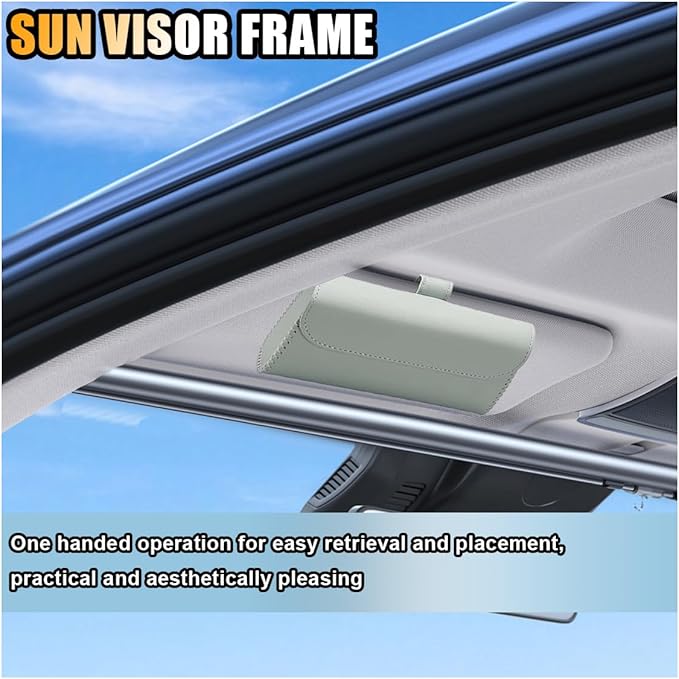 smilfuy Magnetic Leather Sunglasses Case for Car Visor Clip - Sunglasses Holder Clip for Car Sun Visor - Eyeglass Hanger Mounter Storage Box Auto Glasses Clip Holder Organizer Protective Box (Gray)