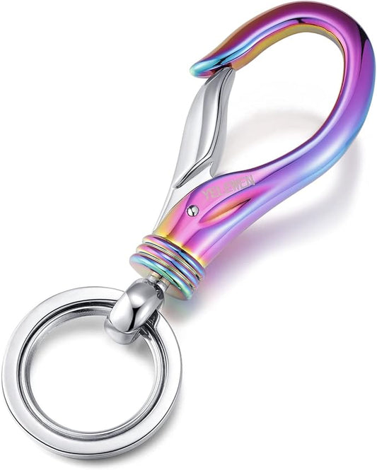 Car Keychain Carabiner Clip with 2 Key Rings Hooks Holder Purse Belt Key Chains Keyring Heavy Duty Gift for Men Women