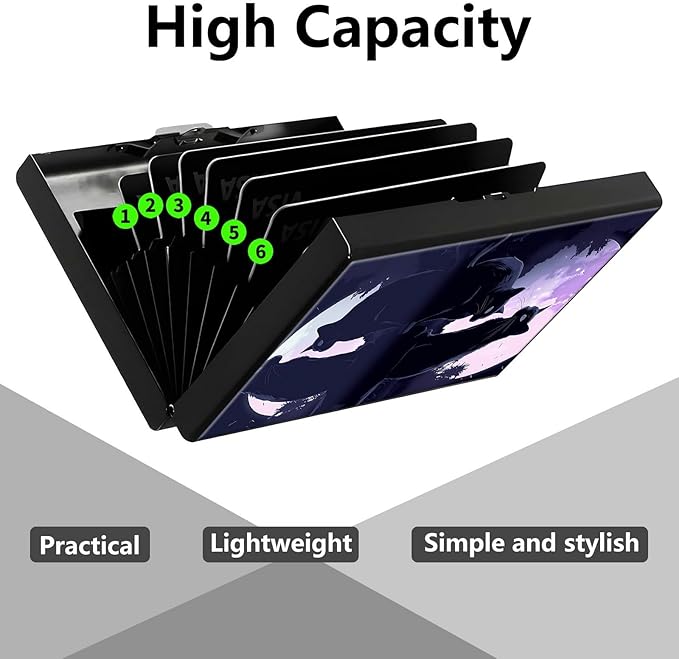 Credit Card Holder, Black Cat and Moon Design Mini RFID Blocking Aluminum Wallet Slim Metal Hard Case Shell Travel Wallet ID Case Small Credit Cards Case Business Cards for Women Men Girls