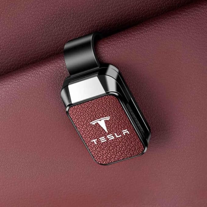 1 PieceCar Glasses Clip for Tesla Model X Plaid 2021-2025 Frame Easy Installation Firm and Non Slip Suitable Male Female Drivers Magnetic Sunglasses Sunshade,Normal-Red