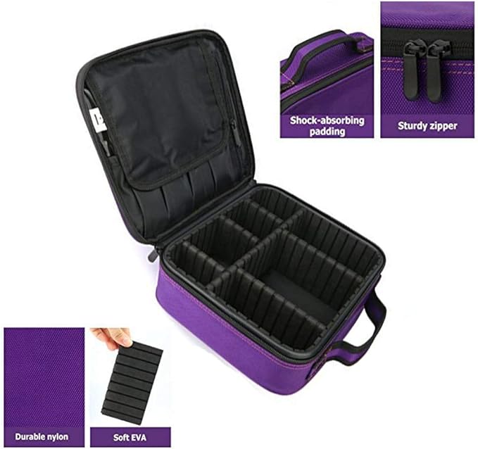 Semilyn Travel Makeup Bag for Women Makeup Organizer Train Case Cosmetic Makeup Storage Bag Organizer with Adjustable Dividers for Brush,Nail Tool,Toiletry,Jewelry Digital Accessories Purple