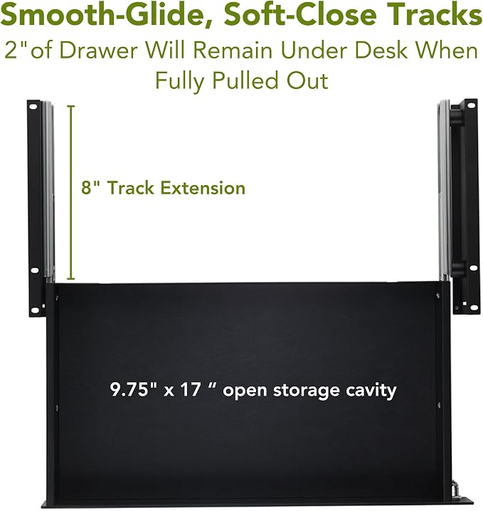 PERFECT POSTURE Max Under Desk Storage Drawer – Large Desk Drawer with Lock for Regular & Sit-Stand Standing Desks, Black (19.3" x 10")