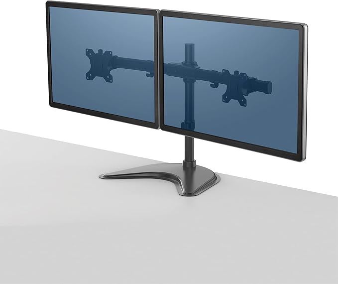 Fellowes 8043701 Professional Series Free Standing Computer Monitor Stand for 2 Monitors with Horizontal Monitor Arms, 27 Inch Monitor Capacity
