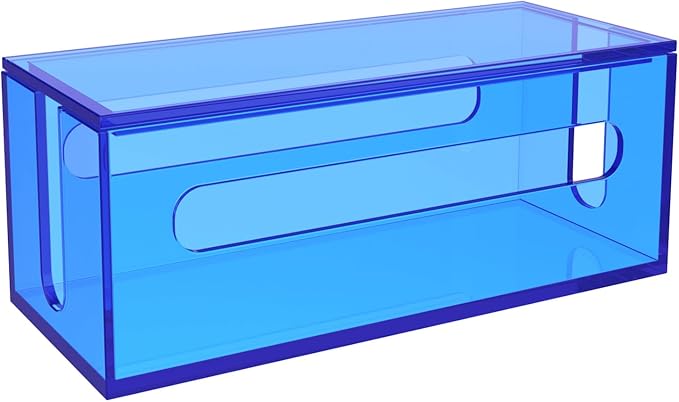 Cable Management Box Acrylic Cord Organizer Box Power Strip Storage Box to Hide Wires, Blue