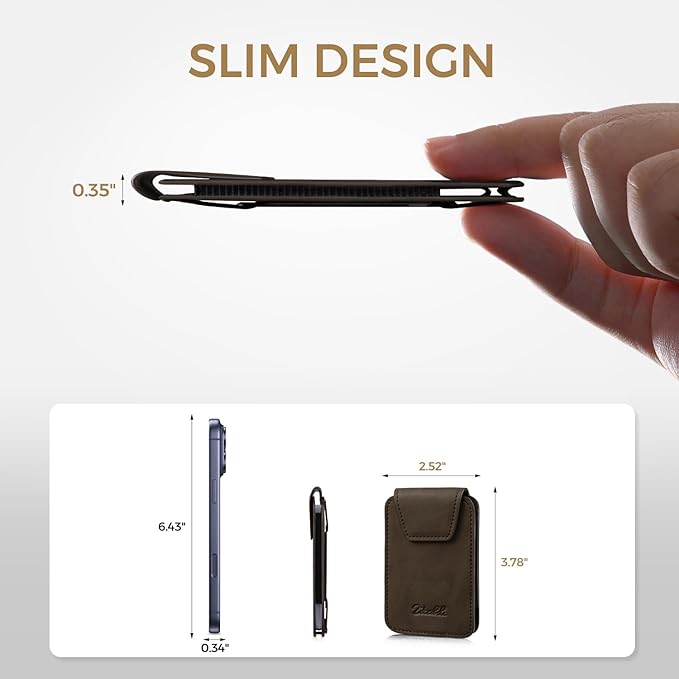 Zitahli Slim Wallet for Men with Pull-Up Tab & Cash Strap - Front Pocket Minimalist Easy Access Card Holder, RFID Blocking, Holds 8 Cards & 10-15 Bills