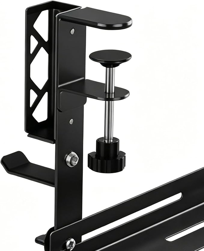Cable Management Tray | Metal No Drill Clamp Mount 15.63 Inch - Under Desk Cord Management,for Bedroom Home Apartment Dormitory Office Internet Cafe