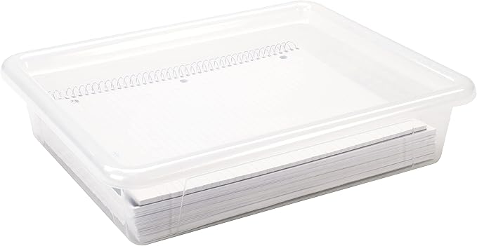 Storex Letter Size Deep Storage Tray – Organizer Bin for Classroom, Office and Home, Transparent, 5-Pack (62566U05C)