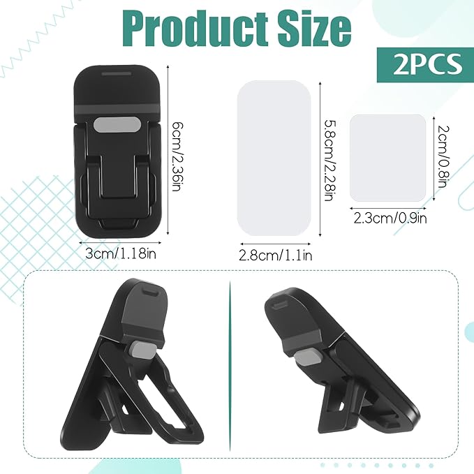 2Pcs Zinc Alloy Mini Foldable Laptop Stand, Portable Keyboard Stand Computer Keyboard Riser with 2 Adjustable Angles, Self-Adhesive Invisible Notebook Lift for Most Keyboards