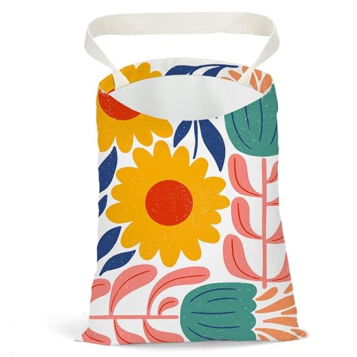 Danish Floral Car Trash Can, Car Trash Bag Hanging, Waterproof Cars Back Seat Hanging Organizer and Storage Trash Bags for Vehicle Travelling Camping