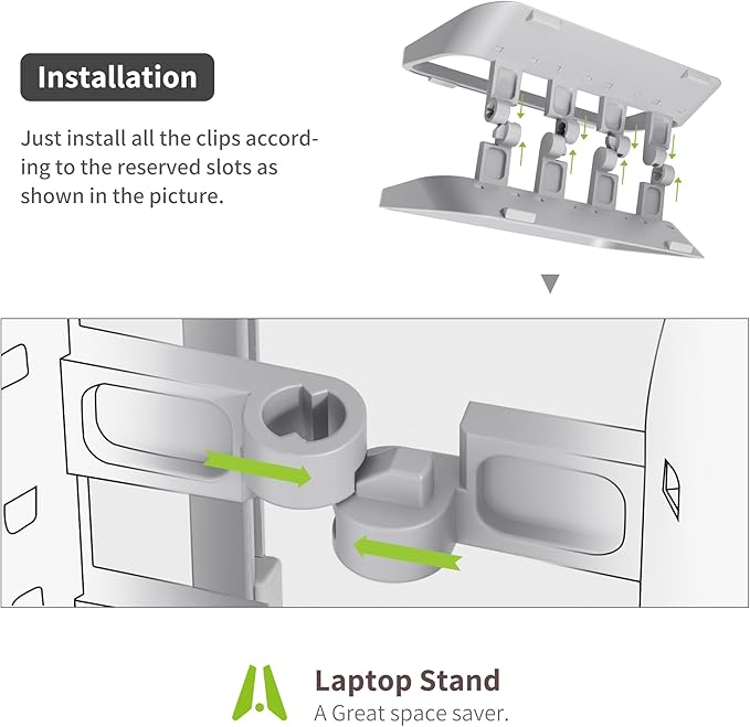 Vertical Laptop Stand with Gravity Locking – ABS Adjustable Laptop Holder Desktop Stand Compatible with MacBook, Surface, iPad, mini PC and More (Gray)