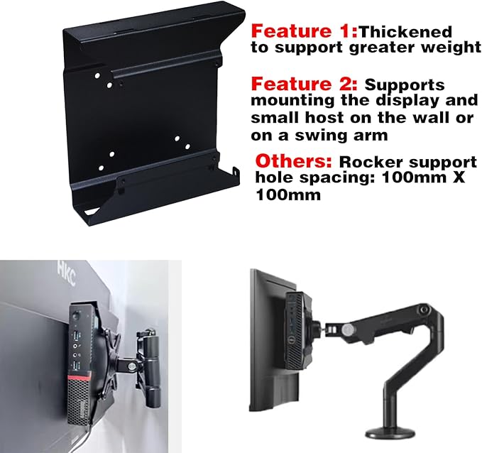 Mini PC Mount for Dell Micro Mount, Wall VESA and Under Desk Mount for 75x75mm or 100x100mm Micro Monitor