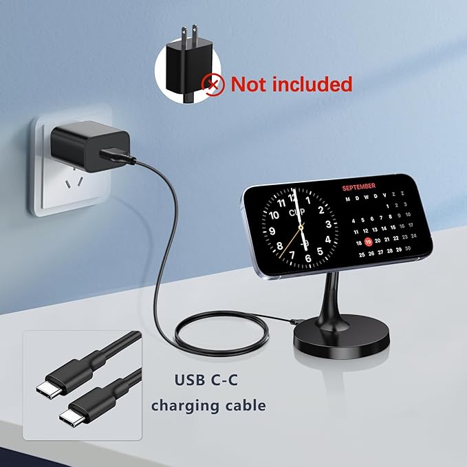 Magnetic Wireless Charger iPhone Stand 15W Fast Mag-Safe Charger for iPhone 17/17 Pro/17 Air/17 Pro Max 16/15/14/13/12 Series Apple Magnet Wireless Charging Station/Pad for AirPods