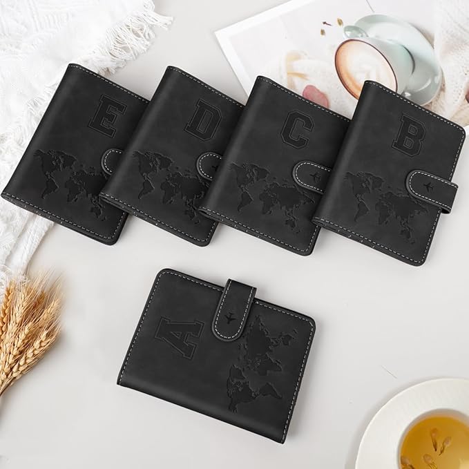 Passport Holder Wallet Cover Personalized Letter A-Z Travel Wallet RFID Blocking Passport Cover Wallet Case for Travel Passport Book Holders for Women and Men, Black-B